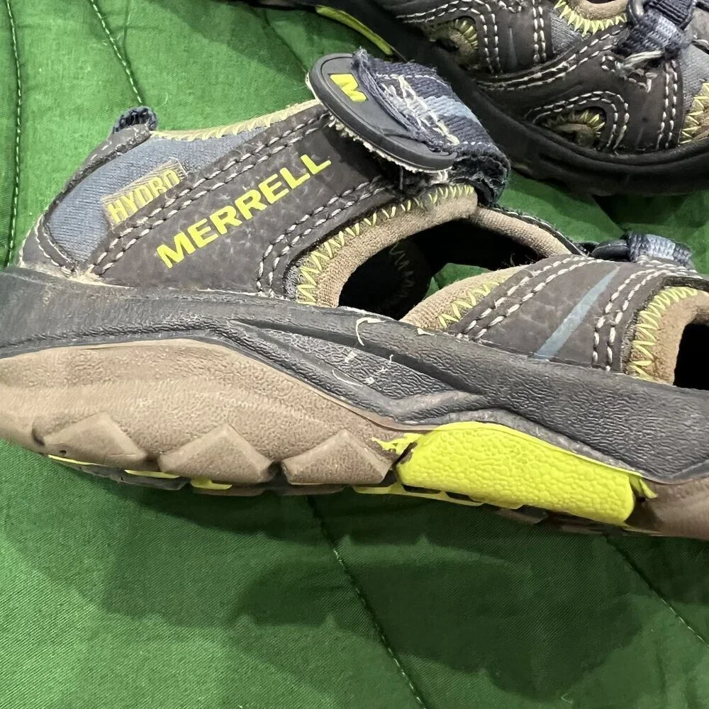 Merrell Hydro Hiker Youth 12 Leather Outdoor Water Sandals Blue Green